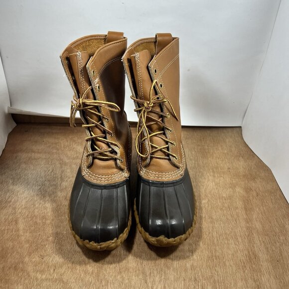 LL Bean Womens Bean Boots 8" Leather Unlined Duck Boots Brown Size 8 - Picture 2 of 8